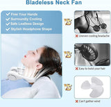 Portable Neck Fan, Rechargeable Personal Neckband Hands Free Bladeless Fan,Vaneless Hanging Neck Fans with 5 Speeds Adjustable for Men Women Home Office Travel, Faster Cooling
