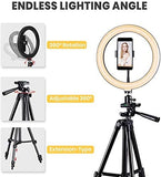 10" Selfie Ring Light with Extendable Tripod Stand for Live Stream/Makeup/Photography/YouTuber with Remote Shutter