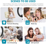 Ring Light 18’’ with Tripod Stand and Phone Holder, Bluetooth/Remote Control Dimmable LED Lamps