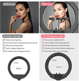 Ring Light 18’’ with Tripod Stand and Phone Holder, Bluetooth/Remote Control Dimmable LED Lamps