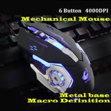 Gaming Mause 6 Button Wired Mouse 4 Color Breathing Lamp Ajustable 4000DPI USB Mechanical Mouse