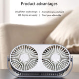 USB Portable Desktop 2-head Aromatherapy Fan