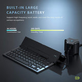 Foldable Portable Bluetooth Keyboard with Stand, Aluminum Alloy Housing, for iPad, iPhone,Android Devices, and Windows Tablets, Laptops