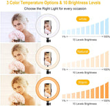 Ring Light 18’’ with Tripod Stand and Phone Holder, Bluetooth/Remote Control Dimmable LED Lamps
