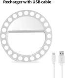 Selfie Light Ring Rechargeable Clip-on Selfie Fill Light with 36 LED for Smart Phone Photography Camera Video Girl Makes up