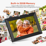 Frameo 10.1 Inch WiFi Digital Picture Frame, 1280x800 HD IPS Touch Screen Photo Frame Electronic, 32GB Memory