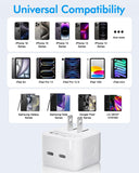 35W Dual USB-C Port Charger Foldable Compact Power Adapter Type C Plug Fast Wall Charger Compatible with 17 16 15 Pro 14 13 12 11 Max Plus Mini, iPad Pro