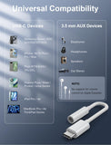 USB C to 3.5mm Audio Headphone Adapter HiFi 2 Pack,Type c to Aux Female Cable for Phone 16 15 Plus Pro Max Pad, S24 S23 S22 S21 Ultra Pixel and More Type c Devices