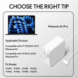 60W MacBook Charger AC Mag 2 Power Adapter, Laptop Charging Compatible with Mac Book Pro/Air 13 inch-15 inch Retina (Between 2012-2017)