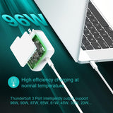 96W USB C Charger for MacBook Pro 16, 15, 14, 13 inch 2025 2024, 2023, 2022, 2021, M4 M3 M2 M1 MacBook Air, USBC Laptop Power Adapter, iPad, LED, 6.6ft 5A Cable