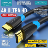 Mindpure 4K HDMI Cable 10Feet | High Speed, Braided Nylon & Gold Connectors, 4K @ 60Hz, Ultra HD, 2K, 1080P, Dolby & ARC Compatible | for Laptop, Monitor, PS5, PS4, Xbox One, Fire TV, Apple TV & More