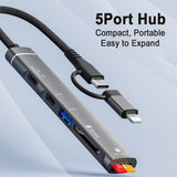 SD Card Reader for iPhone iPad, 5-in-1 Lightning USB-C to Memory Card Viewer with SD/TF Card Slots USB 3.0 OTG Adapter for iPhone iPad Android MacBook Fast Transfers Plug&Play