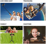 40 Inch Extendable Selfie Stick Tripod with Rechargeable Wireless Remote