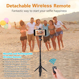 40 Inch Extendable Selfie Stick Tripod with Rechargeable Wireless Remote