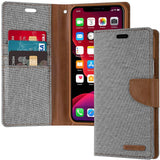 Goospery Canvas Wallet for iPhone 12 Pro Max Case (6.7 inches) Denim Stand Flip Cover