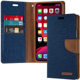 Goospery Canvas Wallet for iPhone 12/12 Pro Case (6.1 inches) Denim Stand Flip Cover