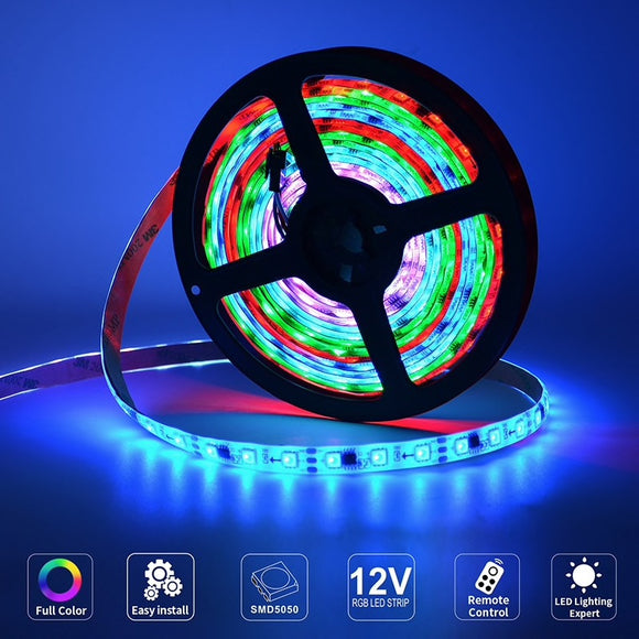 LED Strip Light Waterproof 16 Ft RGB SMD 5050 with IR Remote Controller