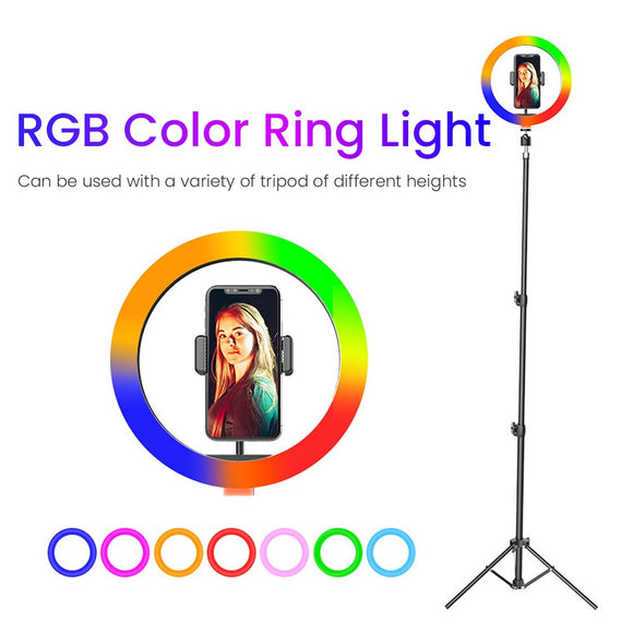 33cm RGB Colorful LED Selfie Ring Light with Tripod Stand for Youtube Photography studio