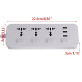 Electrical 3 Outlet Socket + 3 USB Extension Power Strip 5V 2.1A Smart Power Strip US Plug