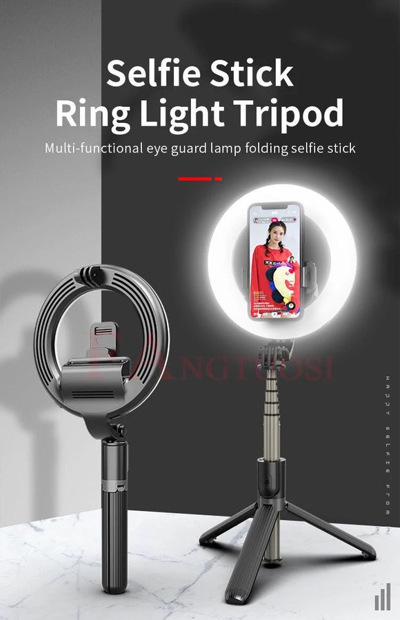 6.3'' Selfie Ring light with Extendable Portable Selfie Stick & Flexible Phone Holder perfect for Live Stream/Makeup/Photography/YouTube Video