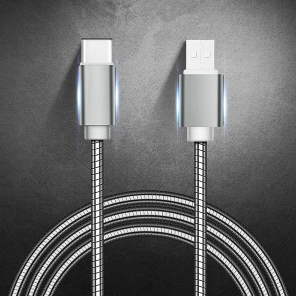 Heavy Duty Metal Braided USB Charger Cable for Type-C Devices 200mm