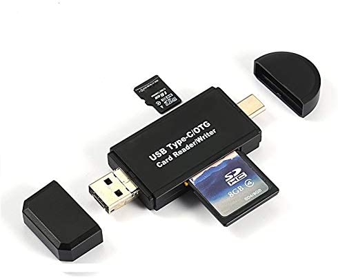 Memory Card Reader, 3in1 USB Type C Card Reader + USB OTG to USB 2.0 Adapter + Micro SD TF Card Reader for PCs and Notebooks Smartphones/Tablets with OTG Function