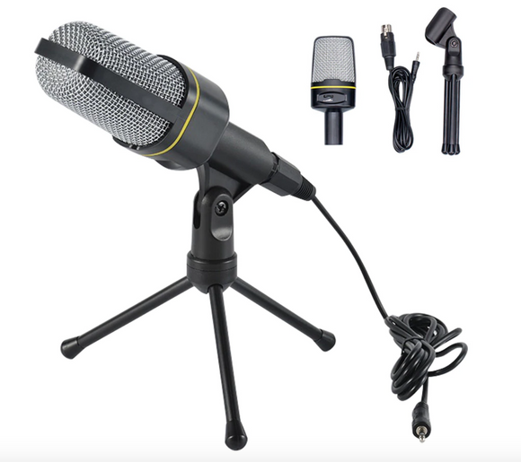 SF-920 Cardioid Condenser Microphone Professional Recording Mic with Tripod Stand & 3.5mm Plug Compatible with Computers