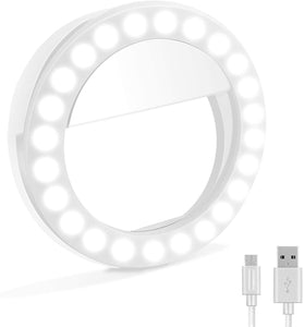 Selfie Light Ring Rechargeable Clip-on Selfie Fill Light with 36 LED for Smart Phone Photography Camera Video Girl Makes up